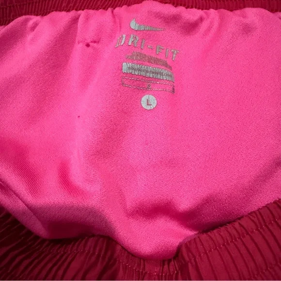 Nike Dri-Fit Women’s Running Shorts Liner Red Pink Yellow Size Large - Picture 9 of 9